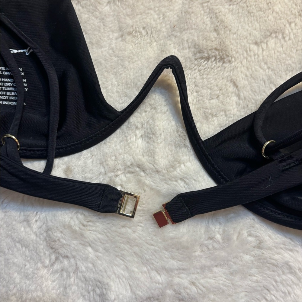 Bamba Bikini Top Med Vino Black V-Shape Underwire Adjustable Straps Bodycon FLAW - Picture 11 of 14